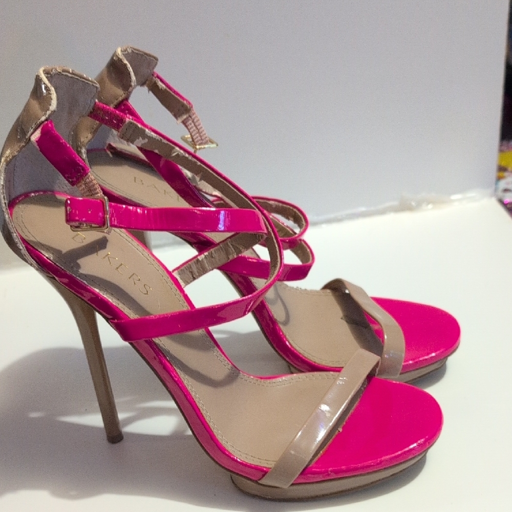 Bakers Stylish Pink and Tan Strappy Heels